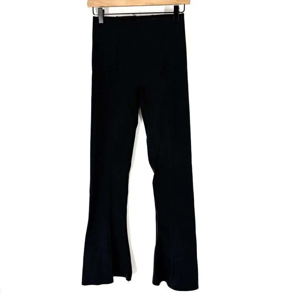 Spanx Shape Coreluxe Micro Flare Pants Size Small Black Tummy Compression Seamed